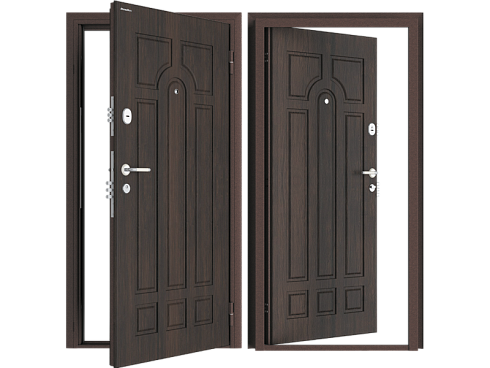 Премиум дверь DoorHan Венге светлый Неаполь с угловой рамой левая 880х2050